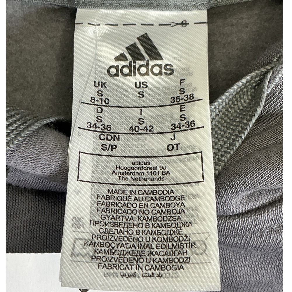 Adidas Fleece Hoodie Womens Small Gray Pullover Pocket Logo Athletic Casual - Picture 5 of 9